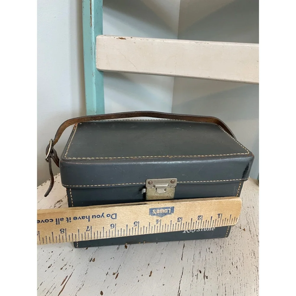 Vintage Keystone Camera Case Gray Hard Shell Carrying Bag with Strap 8